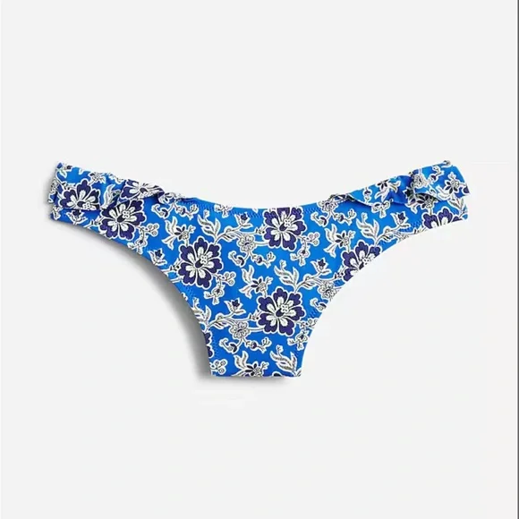 J.Crew ruffle strap bikini and cobalt floral new with tags - Picture 7 of 7